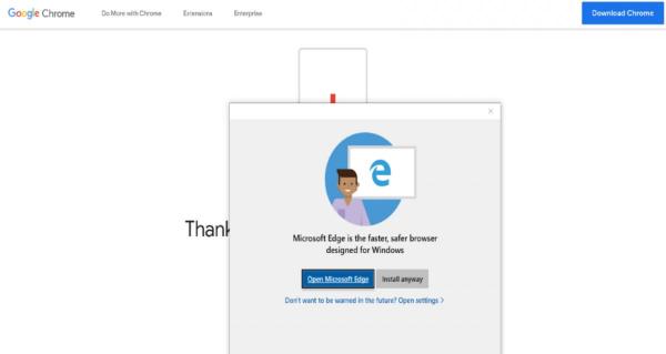 Microsoft прерывает установку Chrome и Firefox в Windows 10