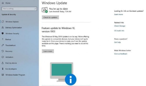 Windows 10 стала предупреждать о невозможности установки версии 1903